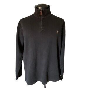 Polo Ralph Lauren Mens Estate Rib 1/4 Zip Mock Neck Shirt Size XL Black Classic‎